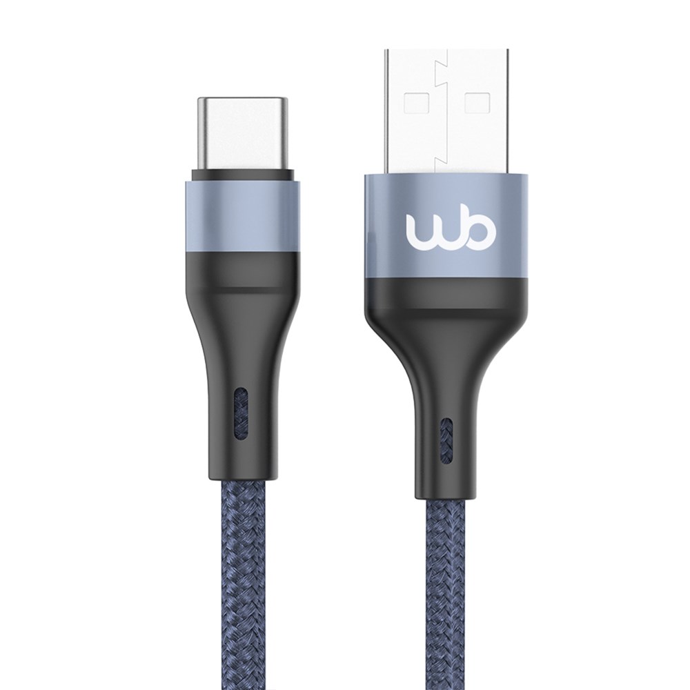 Cabo USB-A para USB-C 30W WB 1 metro TPE e Nylon Trançado Compatível com Android